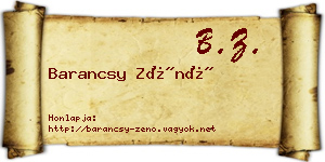 Barancsy Zénó névjegykártya